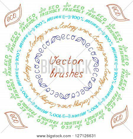 Vector brush - Eco Friendly Natural Ecology Eco. Hand lettering. For vegetarian food and raw food diets. Eco friendly concept for stickers banners cards advertisement