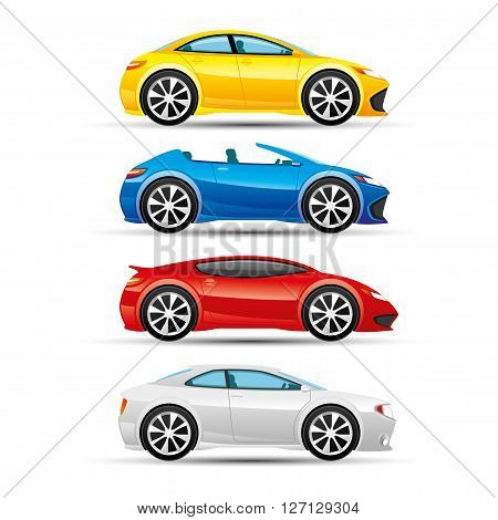 Vector set of colored cars on a white background.