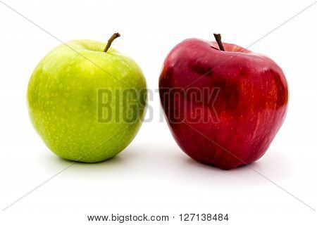 Green and red apples isolated on white background