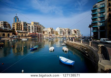MALTA, APRIL 13, 2016. View on Saint Julien Bay