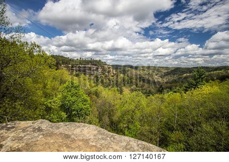 Lovers Leap In Kentucky. View of mountain top known as Lovers Leap as seen from the Natural Bridge in Natural Bridge State Park in Slade, Kentucky.