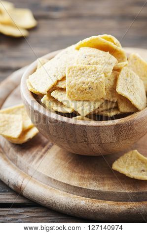 Mexican Mais Chips On The Wooden Table