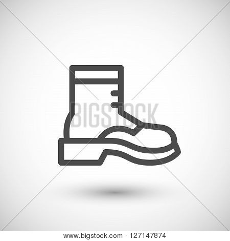 Industrial boot line icon isolated on grey. Vector illustration
