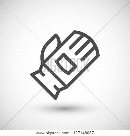 Protective glove line icon isolated on grey. Vector illustration
