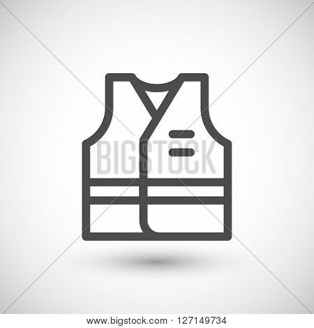Working vest line icon isolated on grey. Vector illustration