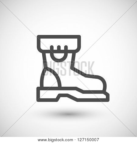 Industrial boot line icon isolated on grey. Vector illustration
