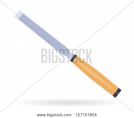 Chisel with wooden handle, vector illustration isolated on white
