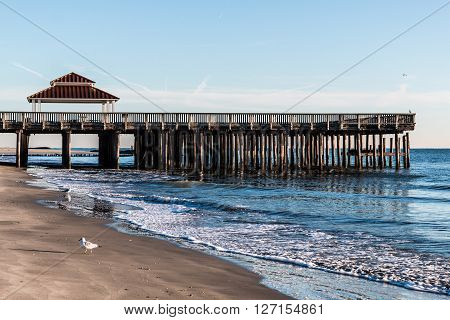 Viewing pier and gazebo at Buckroe Beach in Hampton, Virginia.