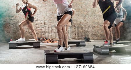 Muscle legs on steppers training