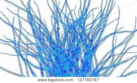 3D illustration of abstract colored stems odject