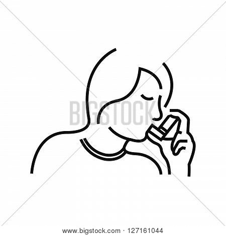 Otolaryngology, Using The Asthma Inhaler Icon, Line Icon Style