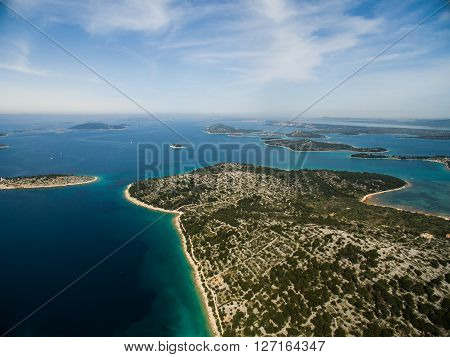Aerial view of beautiful Adriatic in Croatia