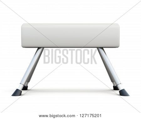 Pommel horse isolated on white background. Side view. 3d rendering.
