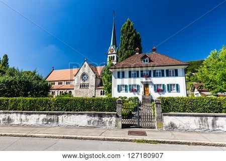 Exterior Views Of  The St. Sebastian Church Of Wettingen