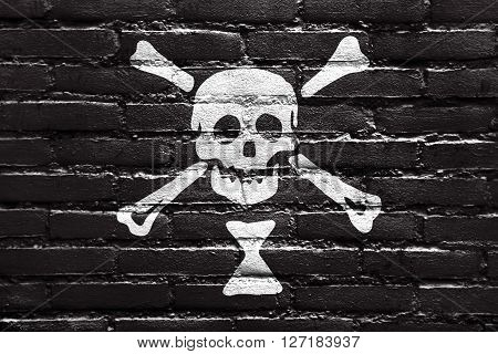 Emanuel Wynn Pirate Flag, Painted On Brick Wall