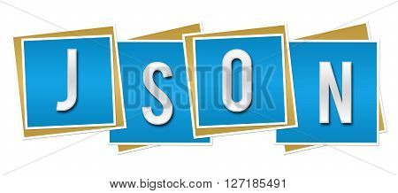 JSON text alphabets written over blue background.