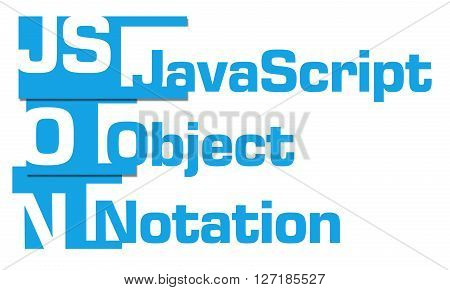JSON text alphabets written over blue background.