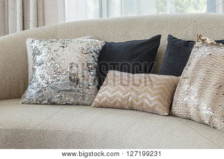 Luxury Sofa With Pillows In Liviing Room