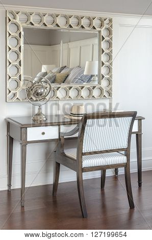 Dressing Table In Luxury Bedroom Interior With Wooden Chair