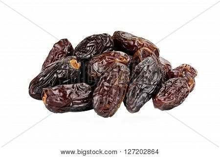 Dried Medjool Dates over a white background with clipping path.