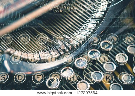 Aged Typewriters Conceptual Overlay Photo Background. .