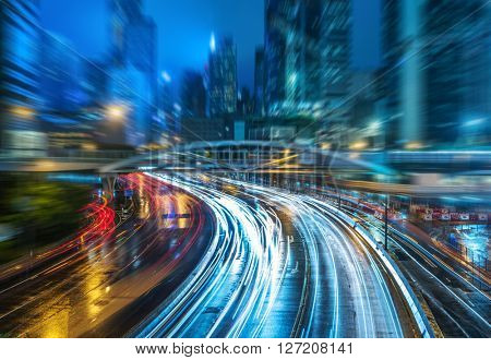 crowded traffic in the downtown district,hongkong china