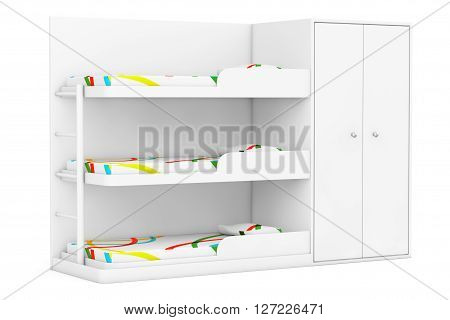 Simple Bunk Bed on a white background. 3d Rendering