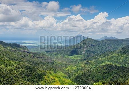 Panoramic view of Black River Gorges National Park Gorges Viewpoint in Mauritius
