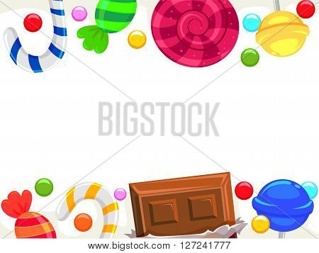 Vector Illustration of Candy and Chocolate Borders