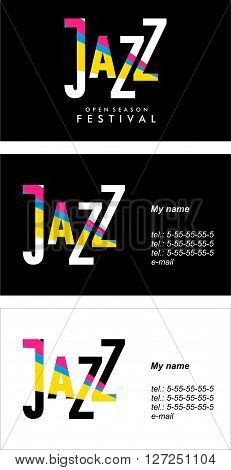 vector-sided business card on jazz in two versions a dark background and light background