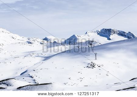 Electric power lines across Greenland nearvy Nuuk