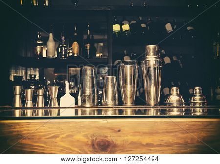 cocktail shaker bartender tools a set of equipment bar retro