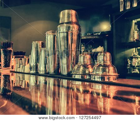 cocktail shaker bartender tools a set of equipment bar retro