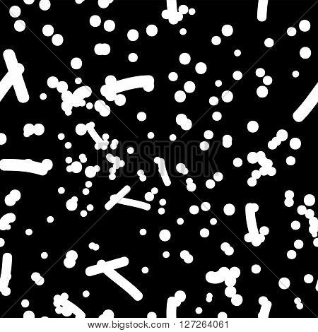 Abstract seamless vector pattern with hand drawn doodles. Monochrome illustration chaotic dotted texture. Hipster graphic design
