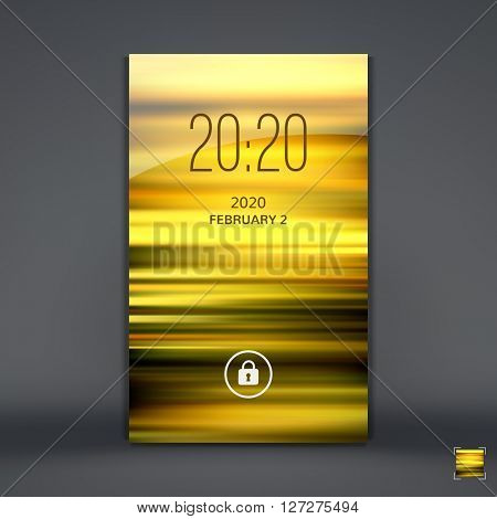 Modern Lock Screen for Mobile Apps. Mobile Wallpaper. Vector Illustration.