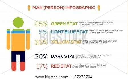 Colorful human - man male person - inforgraphic element isolated on white
