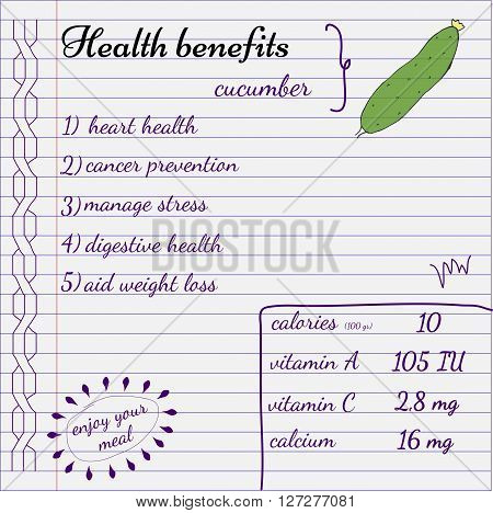 Health benefits of vegetables. Nutrition facts infografics. Hand-drawn health benefits.