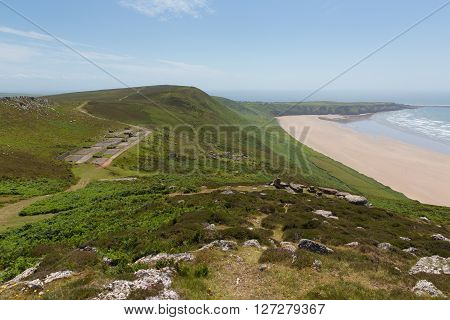 Old disused Radar Station Rhossili Down The Gower Wales UK in summer