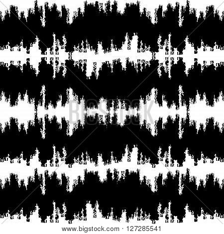 Fantasy chevron seamless pattern made with ink. Modern design.Black and white hipster  background with grungy zigzag stripes. Vector illustration. Freehand texture. Artistic  wallpaper.