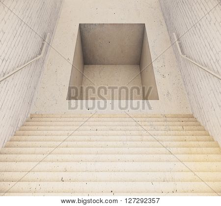 Stairway leading to pit. 3D Rendering. Close up