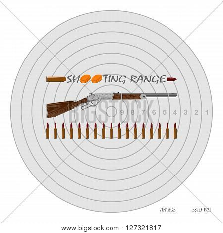 rifle, bullets, plates and target for marksmanship