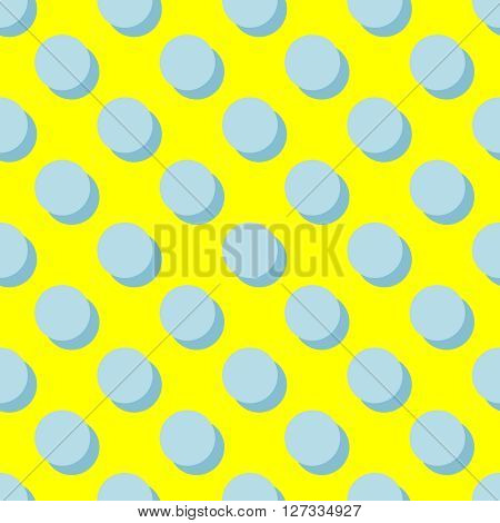 Tile vector pattern with mint green polka dots and shadow on yellow background