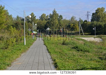 MOSCOW, RUSSIA 05.28.2015. Square with a playground in Kryukovo