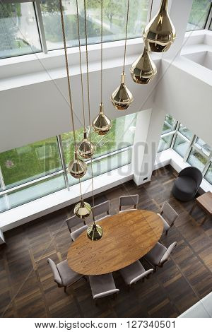 chandelier in a luxury duplex apartment room