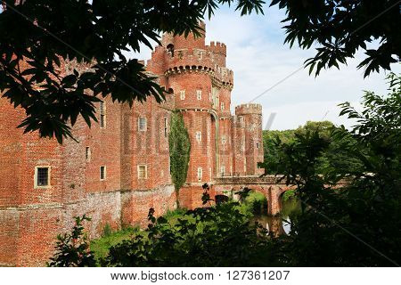 Brick Herstmonceux castle in England East Sussex 15th century UK