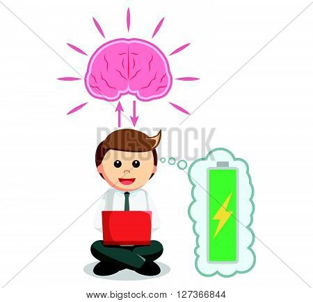 Business man working with full brain energy  .eps 10 vector illustration flat design