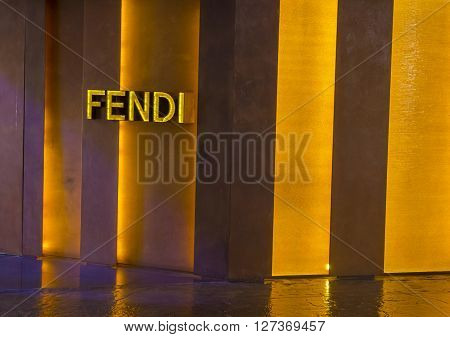 LAS VEGAS - APRIL 13 : Exterior of a Fendi store in Caesars Palace hotel in Las Vegas on April 13 2016. Fendi is a multinational luxury goods brand owned by LVMH Moet Hennessy Louis Vuitton.