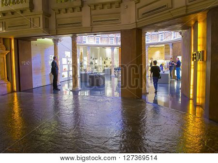 LAS VEGAS - APRIL 13 : Exterior of a Fendi store in Caesars Palace hotel in Las Vegas on April 13 2016. Fendi is a multinational luxury goods brand owned by LVMH Moet Hennessy Louis Vuitton.