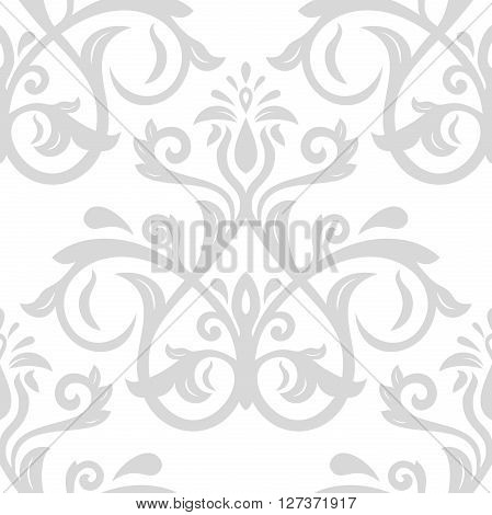 Damask seamless light silver ornament. Traditional pattern. Classic oriental background for design and decorate