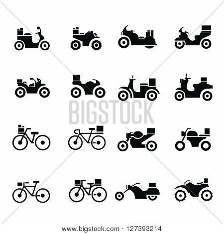 motorcycle and bicycle Transport Icons, support Vectors design eps10.